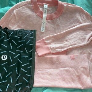 Lululemon Pink cotton, nylon silk lightweight sweater fitted cut. Beautiful